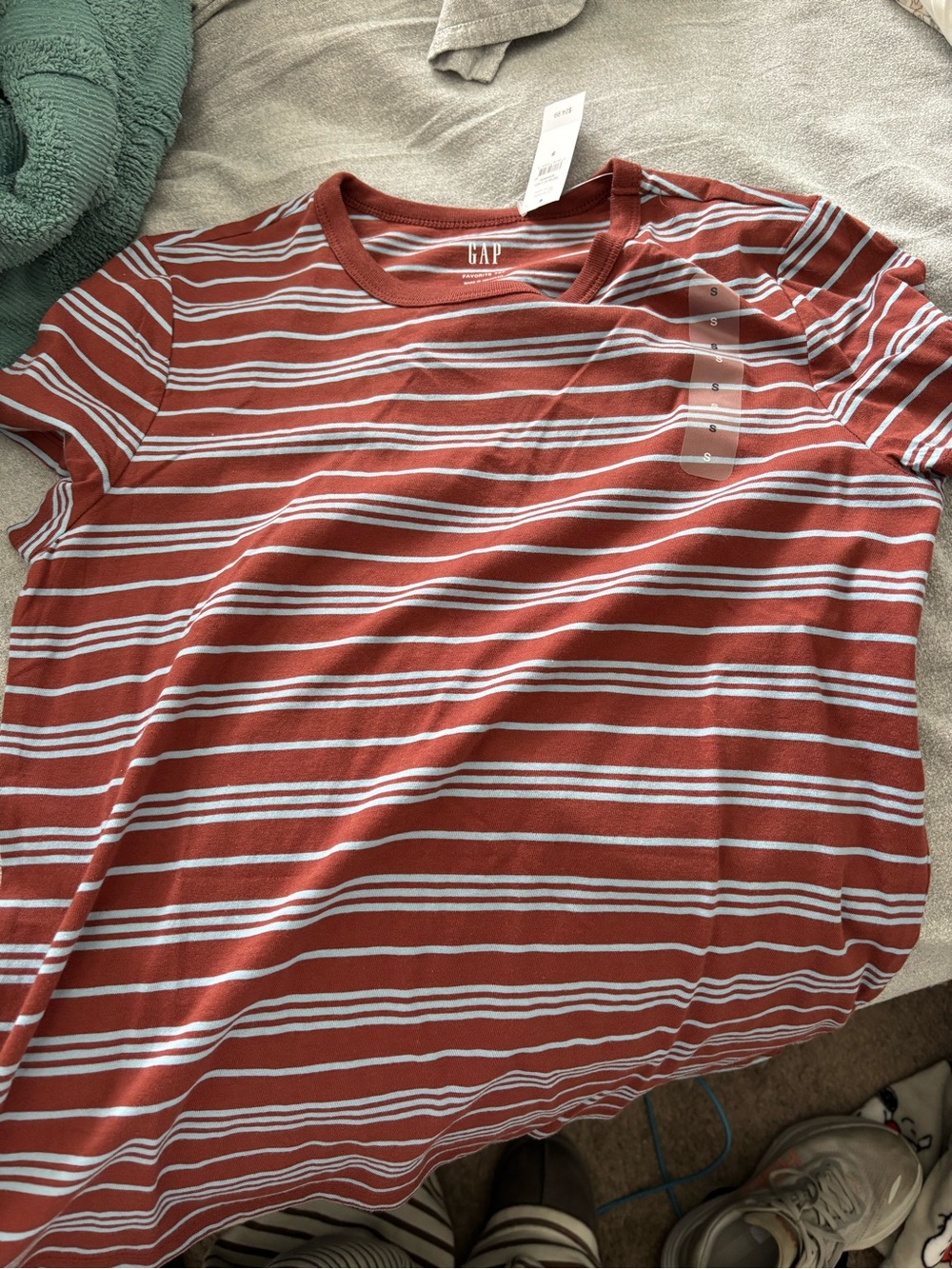 GAP Women’s brown & light blue  Striped Crewneck T-Shirt